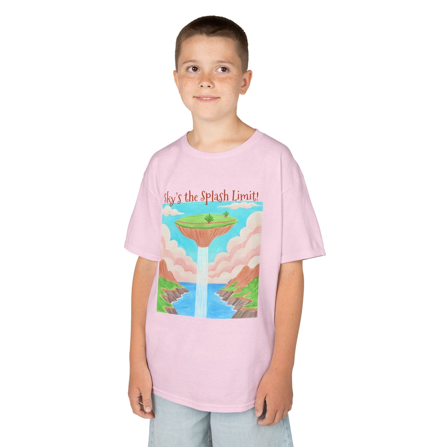WORNWORD Kids Mid-Weight Tee - Waterfall Islands “Sky’s the Splash Limit!”