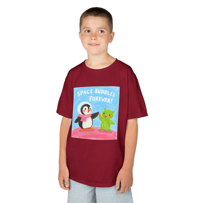 WORNWORD Kids Mid-Weight Tee - Penguin "Space Buddies Forever!"