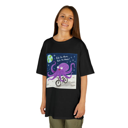 WORNWORD Kids Mid-Weight Tee - Octopus "Ride the Moon. Rule the Waves!"