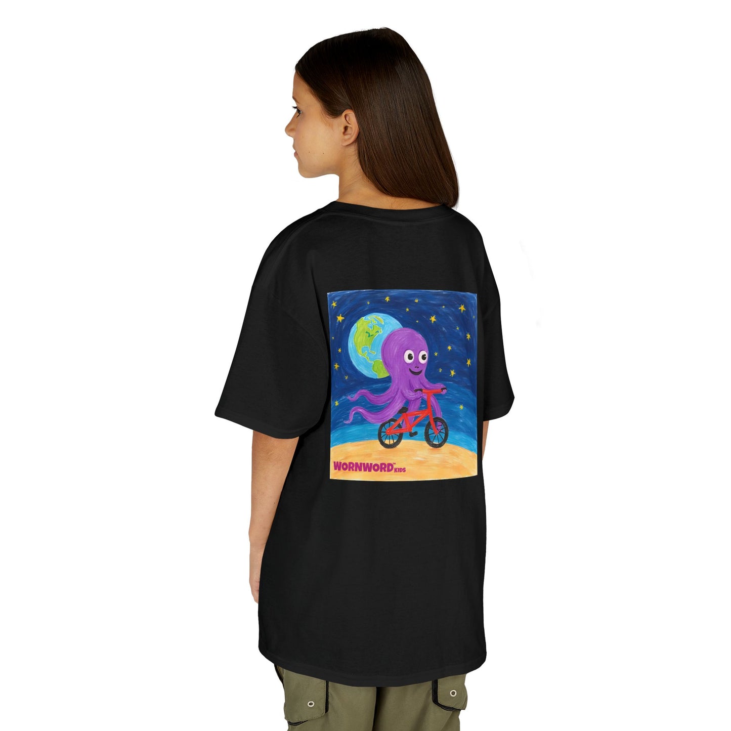 WORNWORD Kids Mid-Weight Tee - Octopus "Ride the Moon. Rule the Waves!"