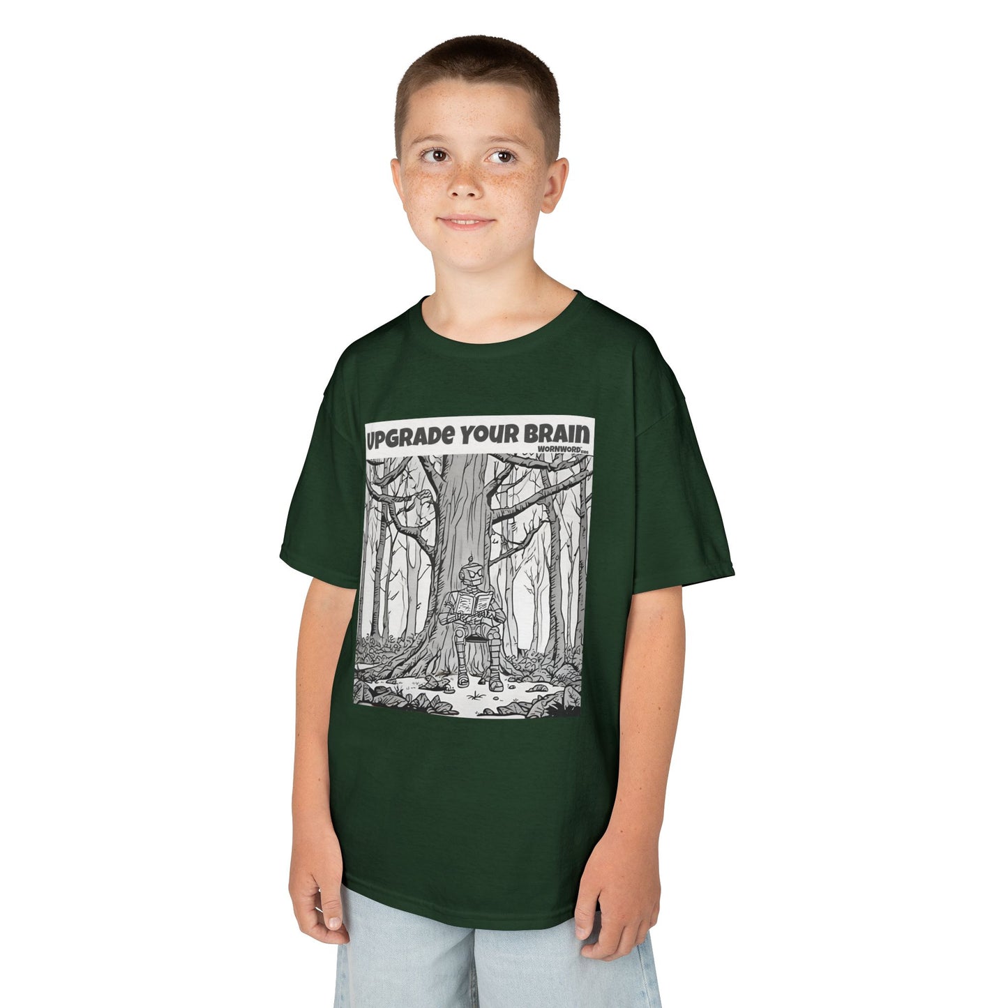 WORNWORD Kids™ Youth Mid-Weight Tee - Robot "Upgrade Your Brain"