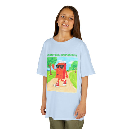 WORNWORD Kids Mid-Weight Tee - Walking Juice Box “Sip Happens. Keep Rollin’!