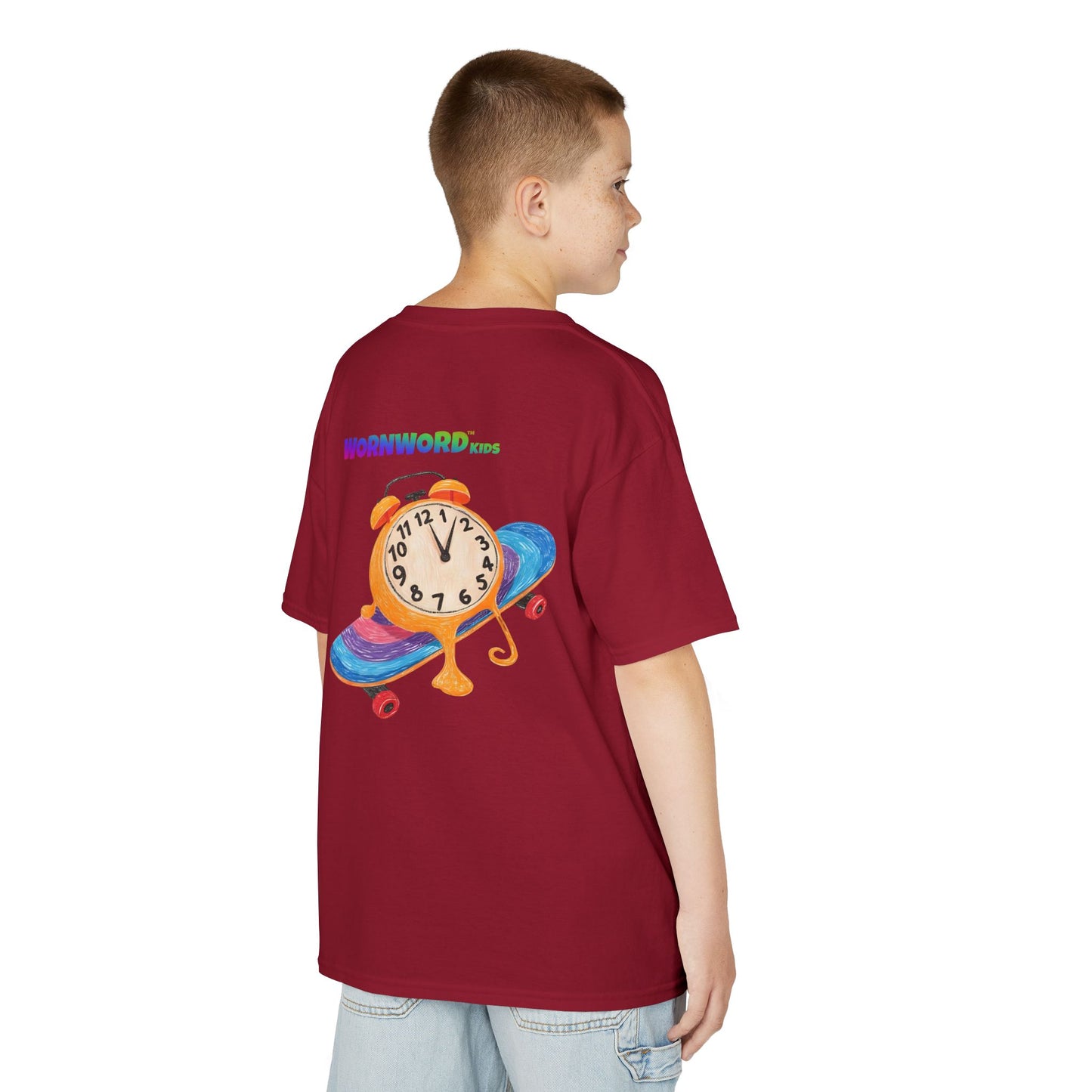 WORNWORD Kids Mid-Weight Tee - Melting Clock “Skate Through Time!”