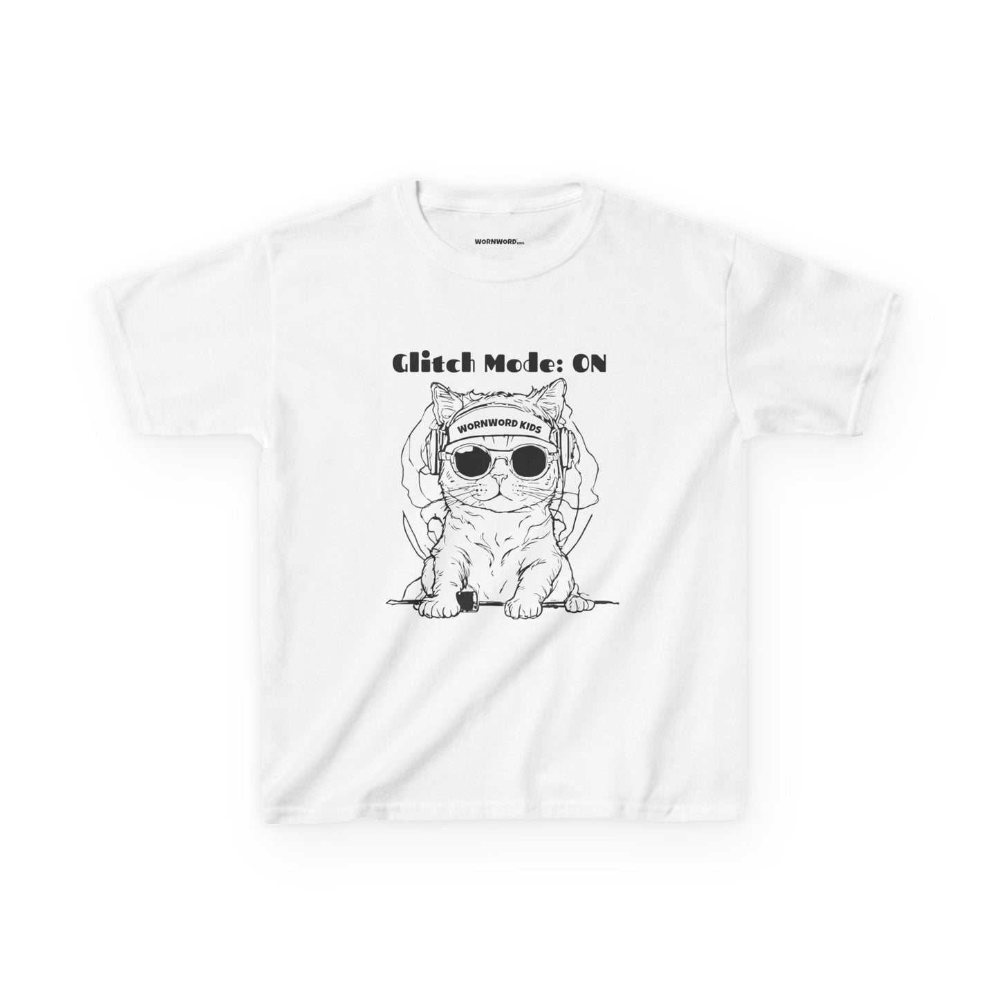 WORNWORD Kids™ Youth Mid-Weight Tee - Cyber Cat "Glitch Mode: On"