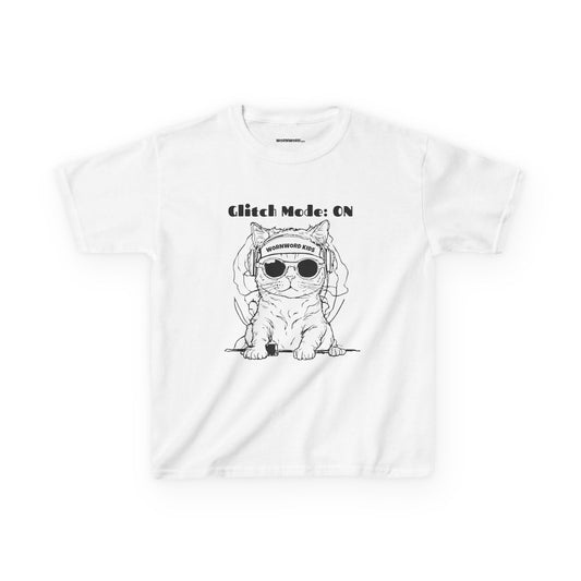 WORNWORD Kids™ Youth Mid-Weight Tee - Cyber Cat "Glitch Mode: On"