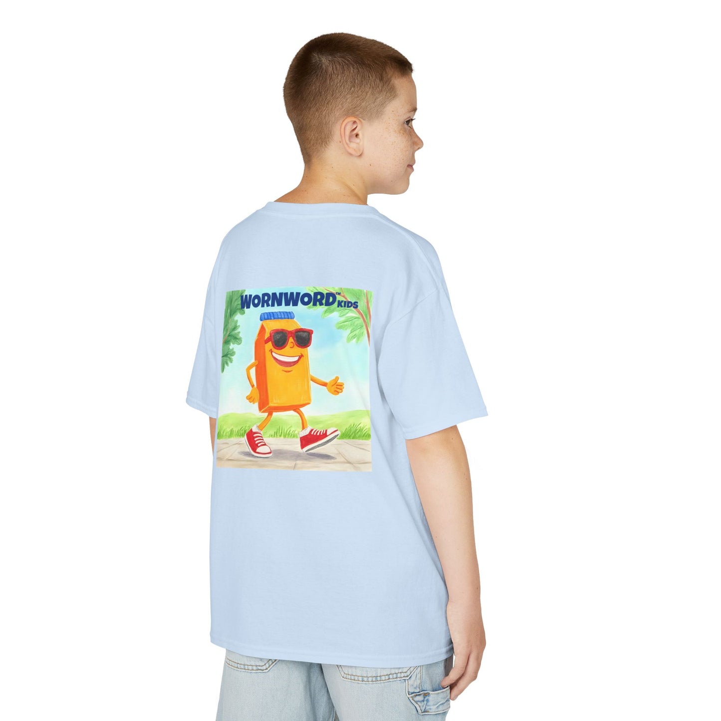 WORNWORD Kids Mid-Weight Tee - Walking Juice Box “Sip Happens. Keep Rollin’!