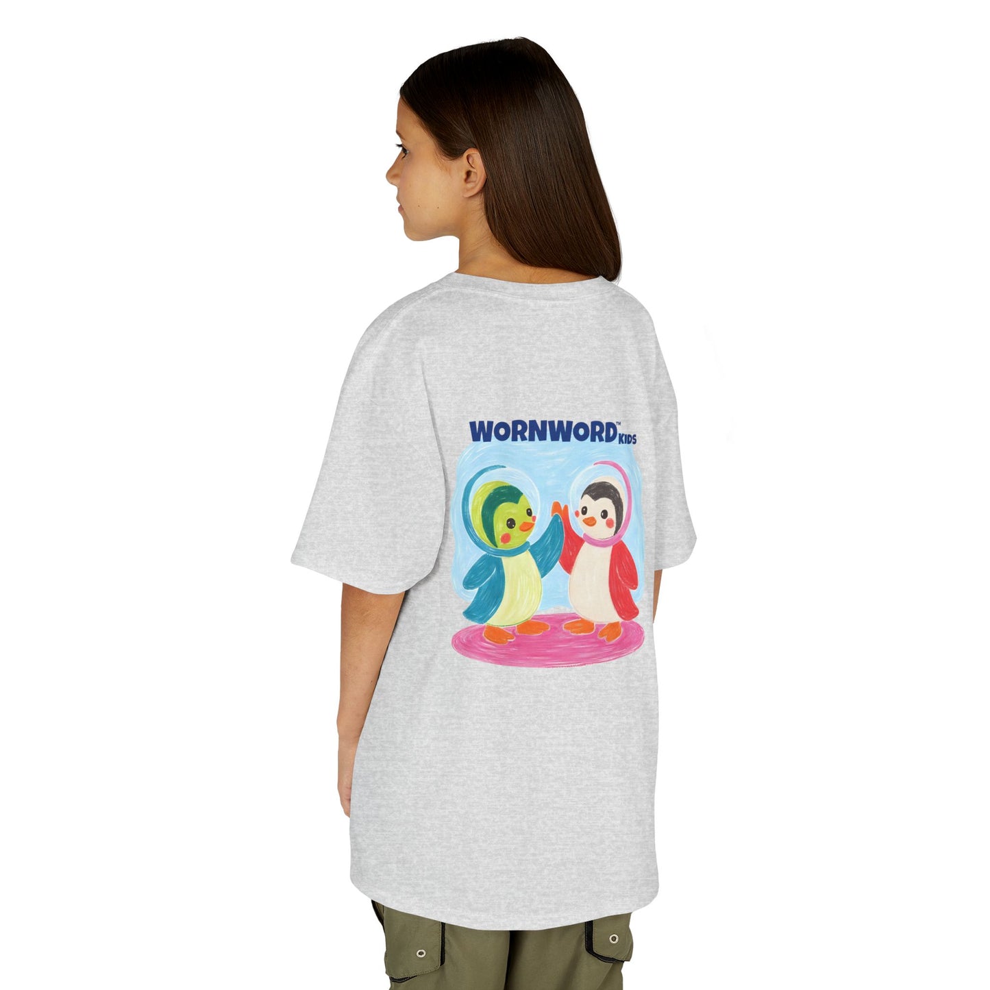 WORNWORD Kids Mid-Weight Tee - Penguin "Space Buddies Forever!"