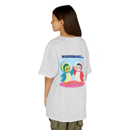 WORNWORD Kids Mid-Weight Tee - Penguin "Space Buddies Forever!"