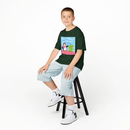 WORNWORD Kids Mid-Weight Tee - Penguin "Space Buddies Forever!"