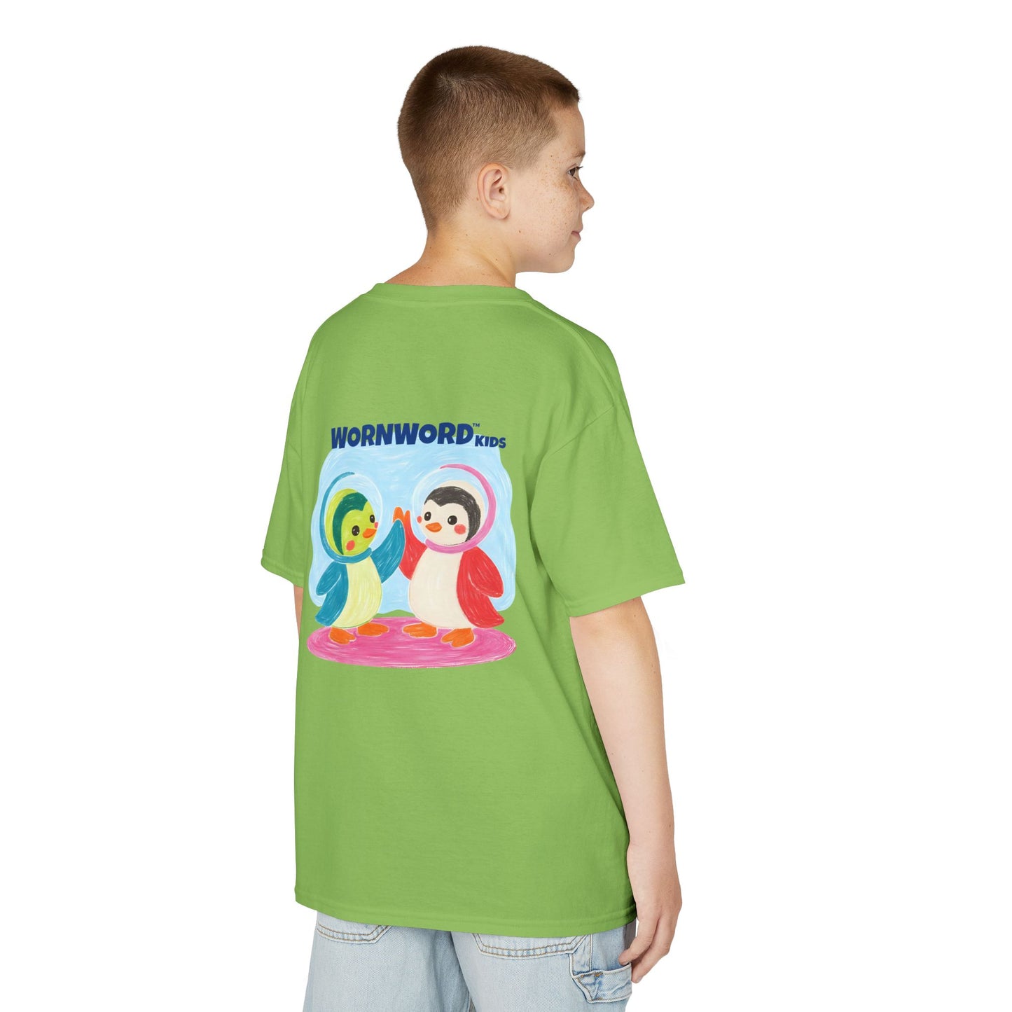 WORNWORD Kids Mid-Weight Tee - Penguin "Space Buddies Forever!"