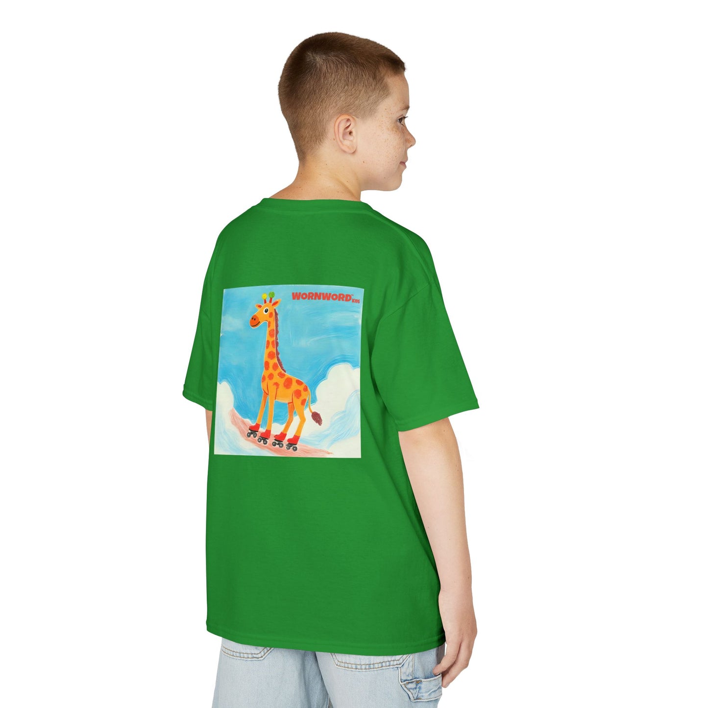 WORNWORD Kids Mid-Weight Tee - Giraffe "Roll High. Dream Bright!"
