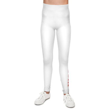 WORNWORD Kids™ ColorVibeZ™ Youth Leggings - White with Red Script
