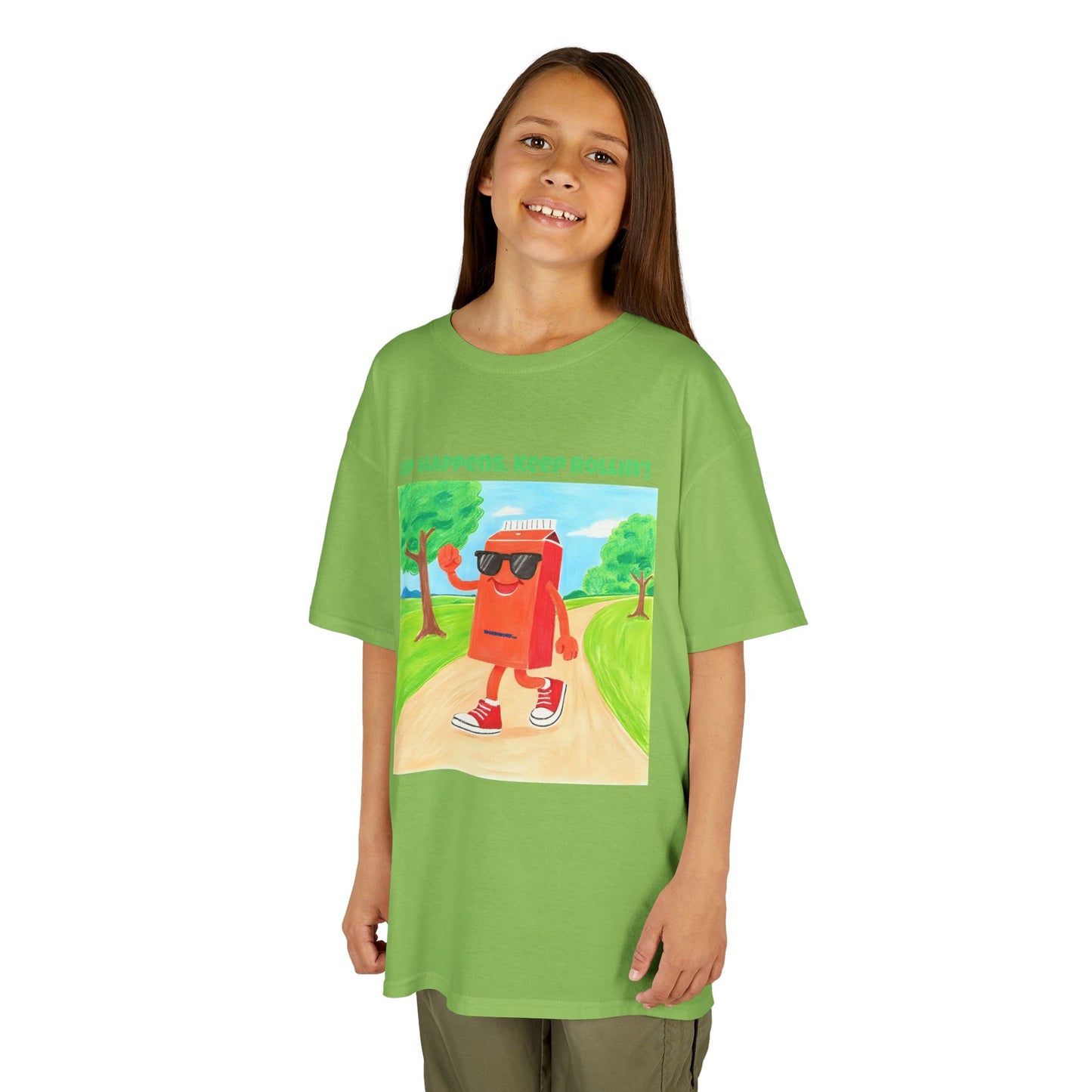 WORNWORD Kids Mid-Weight Tee - Walking Juice Box “Sip Happens. Keep Rollin’!