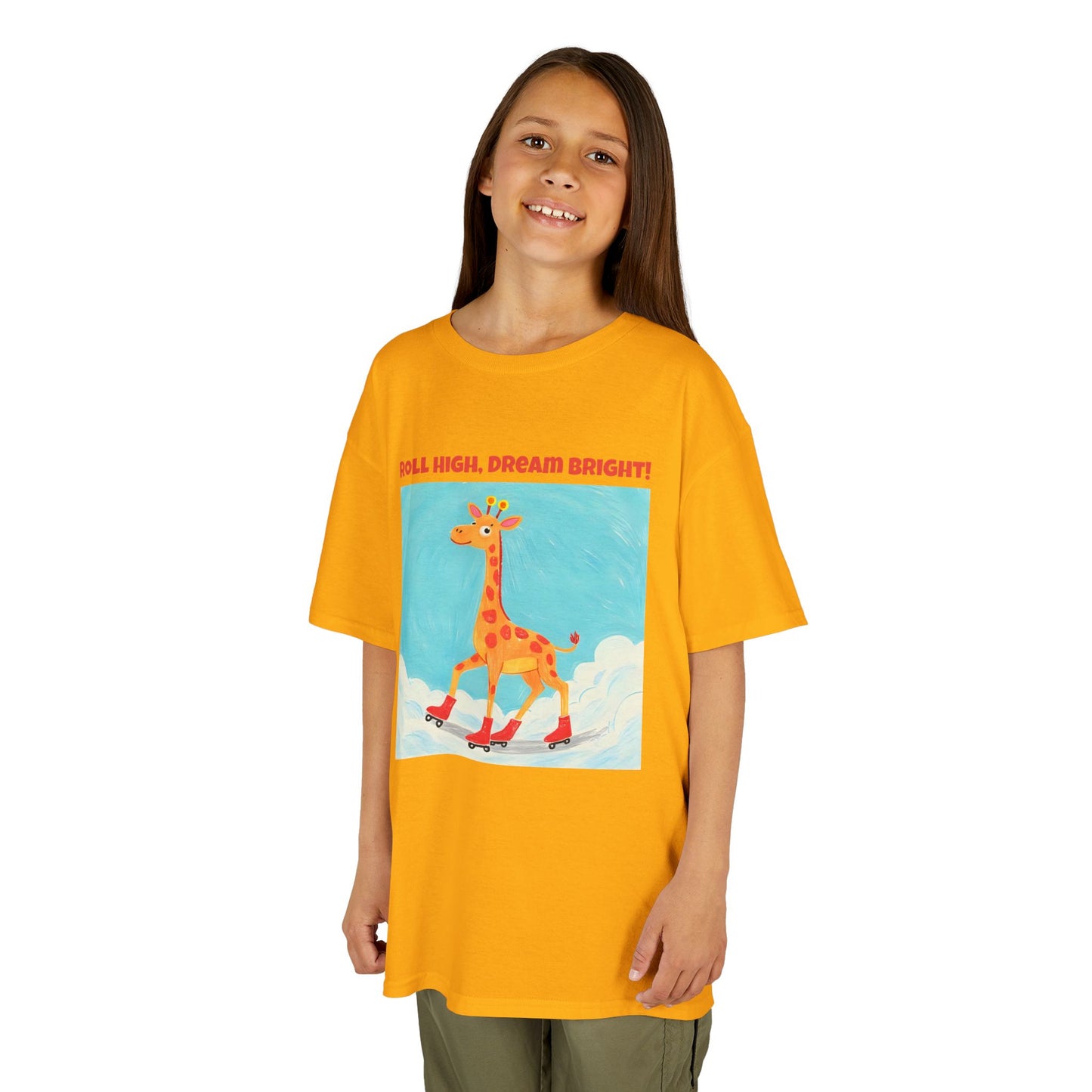 WORNWORD Kids Mid-Weight Tee - Giraffe "Roll High. Dream Bright!"