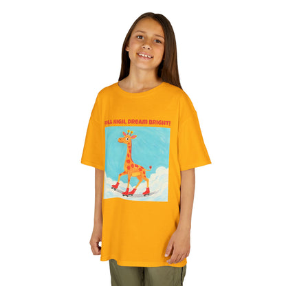 WORNWORD Kids Mid-Weight Tee - Giraffe "Roll High. Dream Bright!"