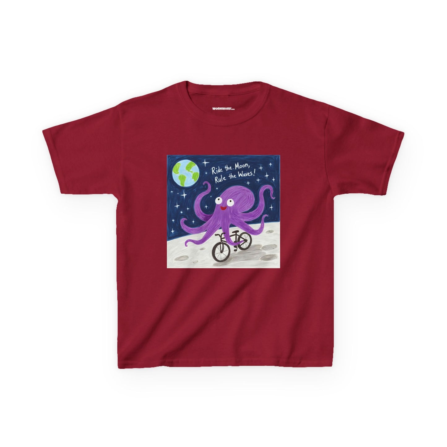 WORNWORD Kids Mid-Weight Tee - Octopus "Ride the Moon. Rule the Waves!"