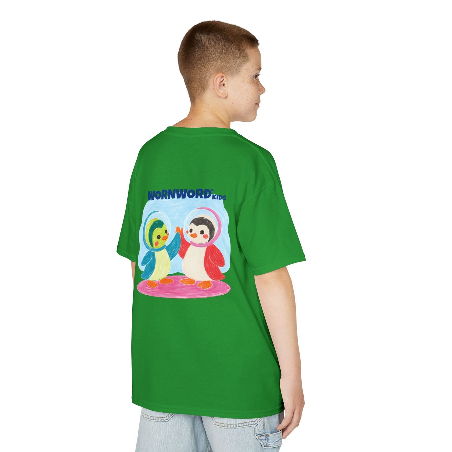 WORNWORD Kids Mid-Weight Tee - Penguin "Space Buddies Forever!"
