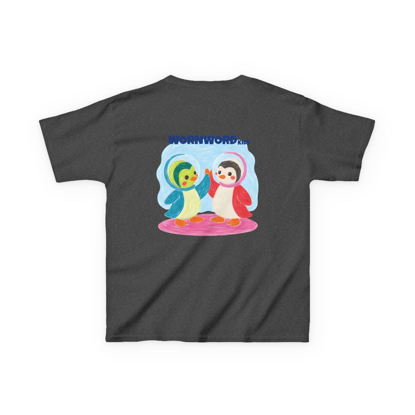 WORNWORD Kids Mid-Weight Tee - Penguin "Space Buddies Forever!"