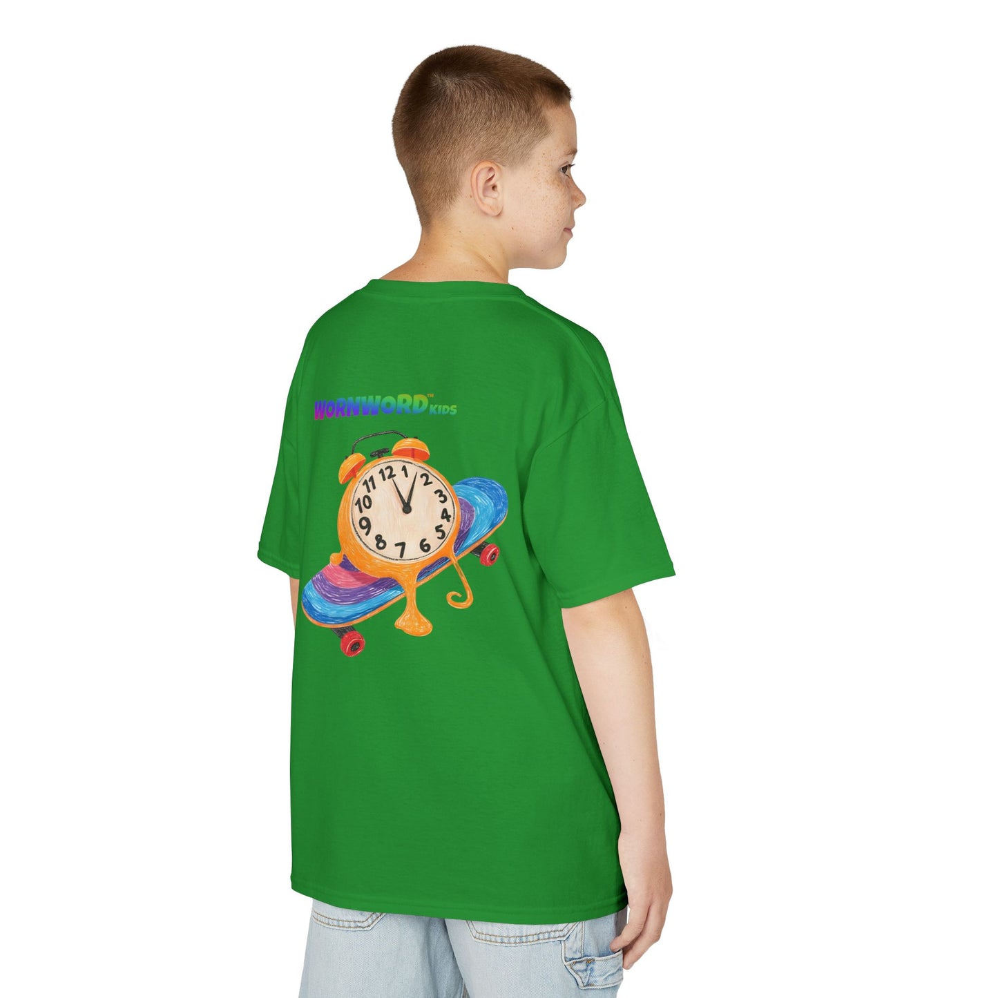 WORNWORD Kids Mid-Weight Tee - Melting Clock “Skate Through Time!”