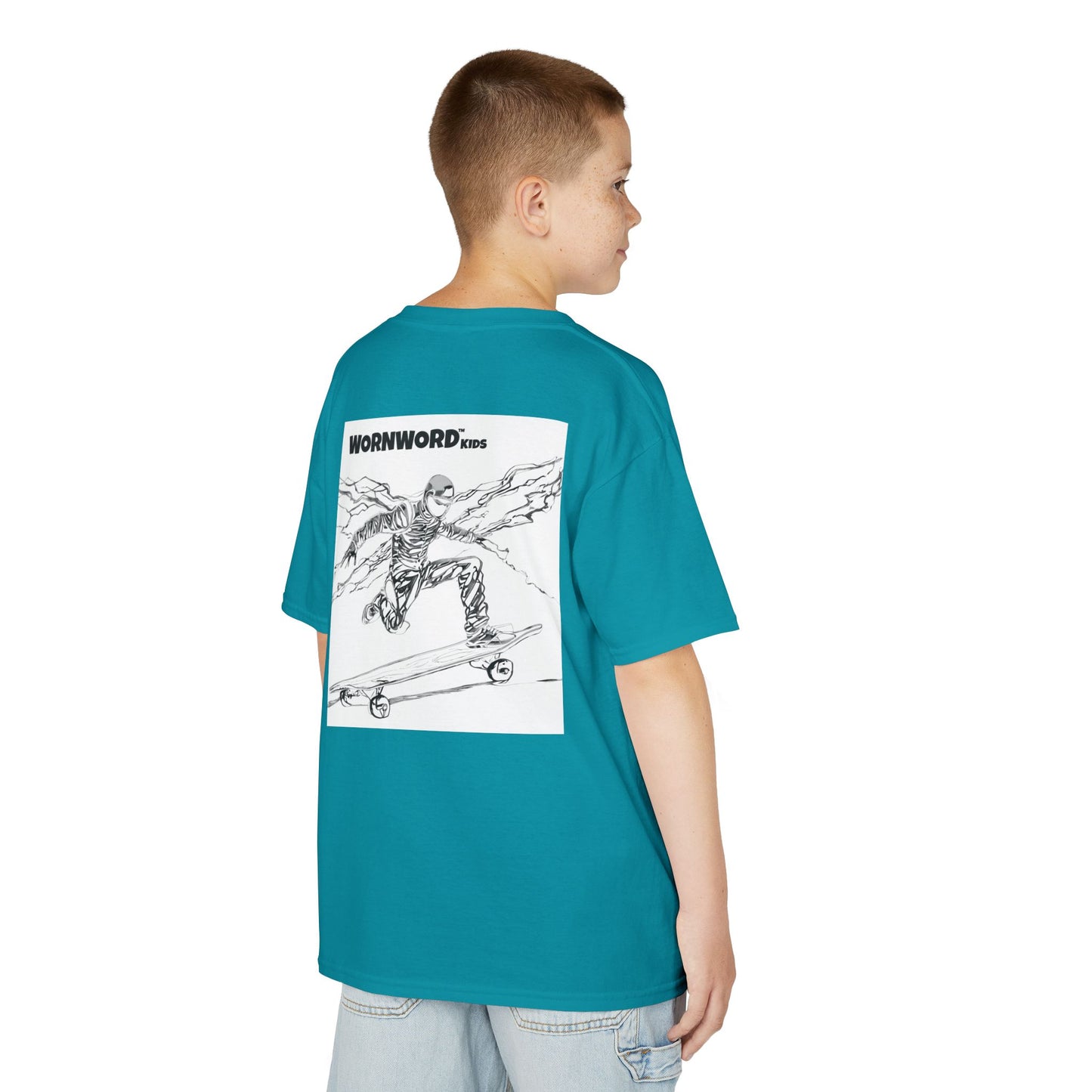 WORNWORD Kids™ Youth Mid-Weight Tee - Lightning Bolt "Charged Up and Rolling!"