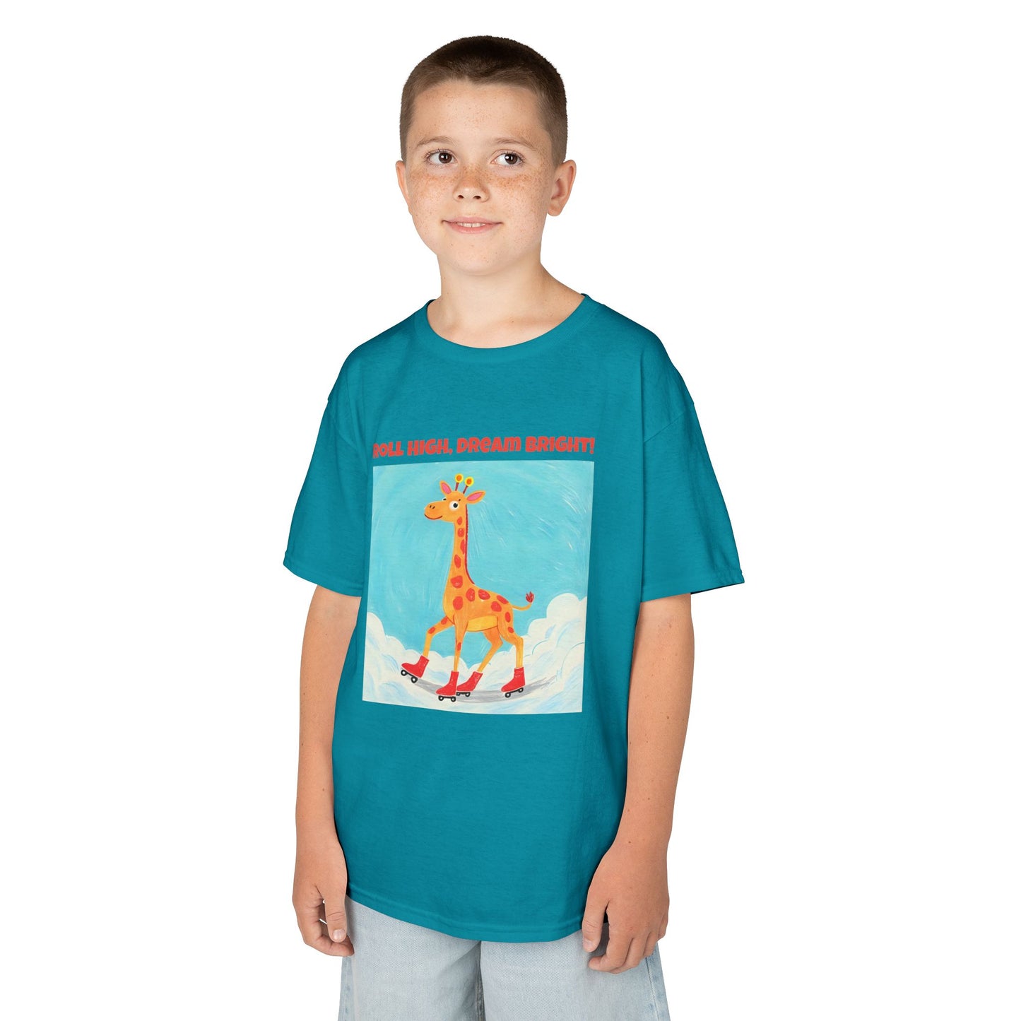 WORNWORD Kids Mid-Weight Tee - Giraffe "Roll High. Dream Bright!"