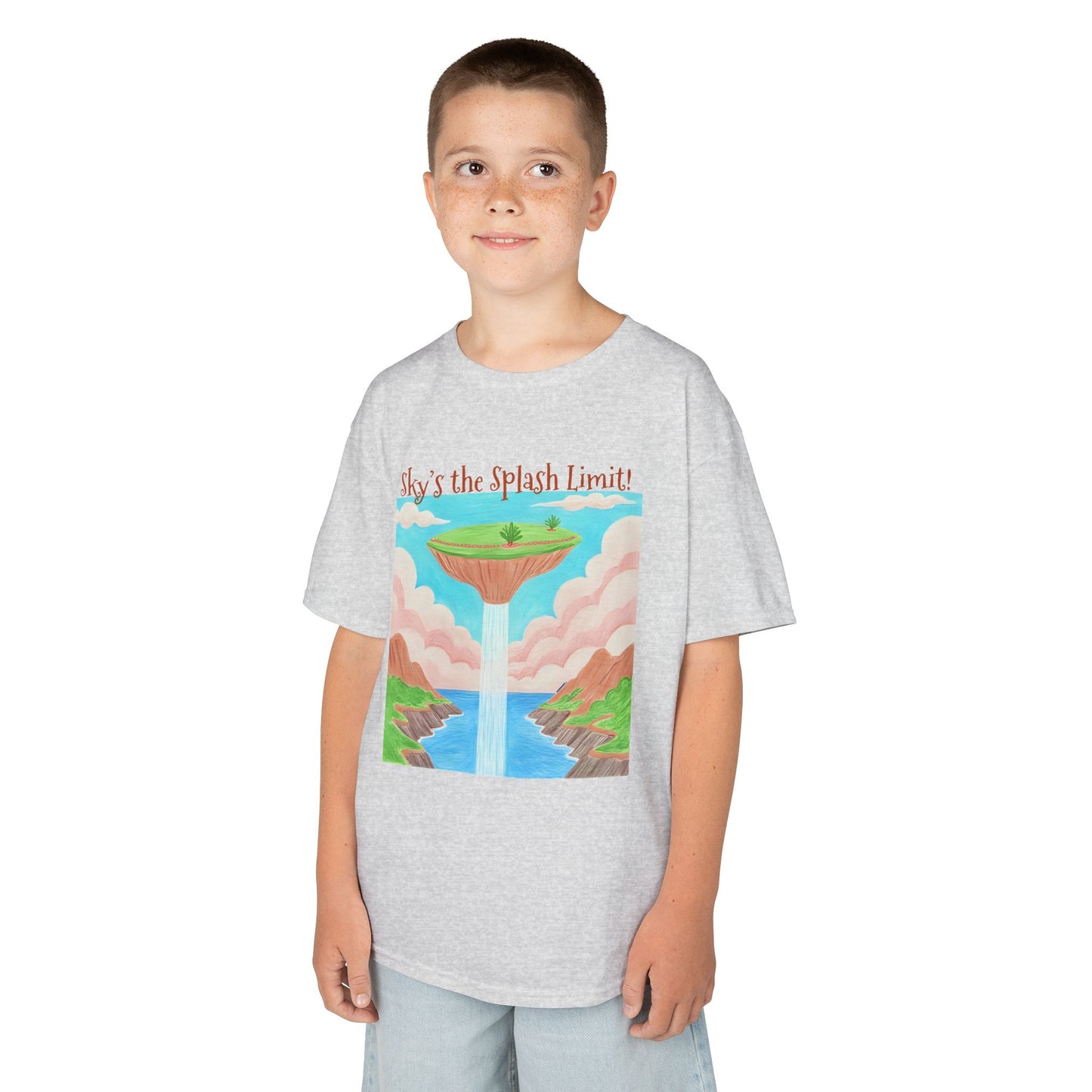 WORNWORD Kids Mid-Weight Tee - Waterfall Islands “Sky’s the Splash Limit!”