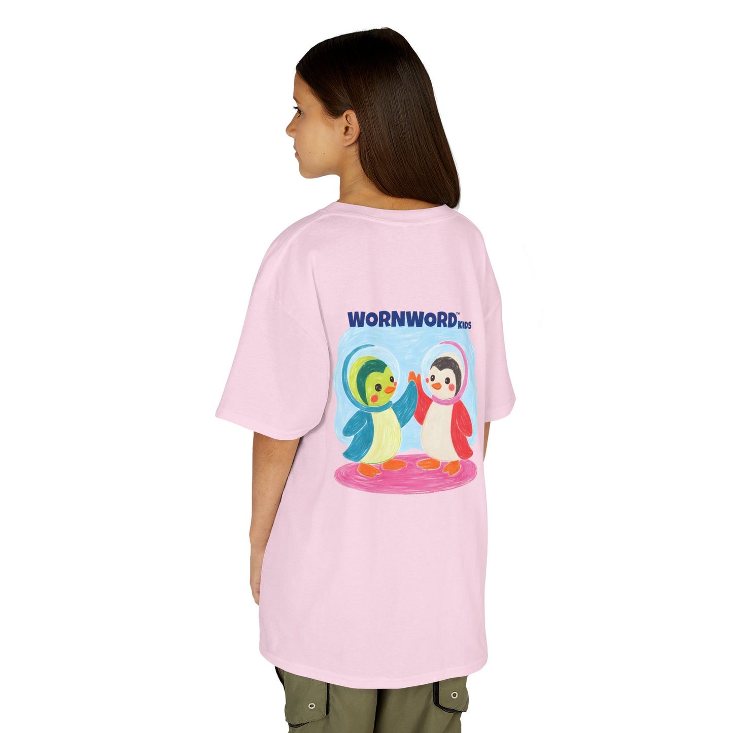 WORNWORD Kids Mid-Weight Tee - Penguin "Space Buddies Forever!"