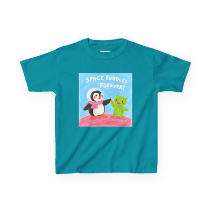 WORNWORD Kids Mid-Weight Tee - Penguin "Space Buddies Forever!"