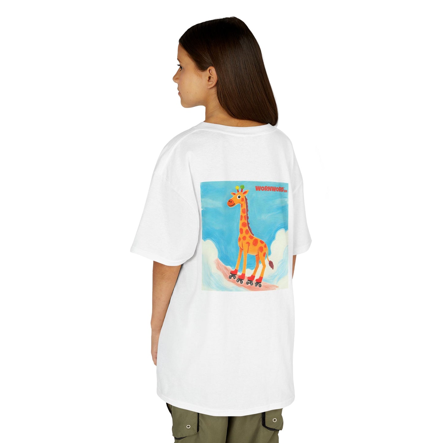 WORNWORD Kids Mid-Weight Tee - Giraffe "Roll High. Dream Bright!"