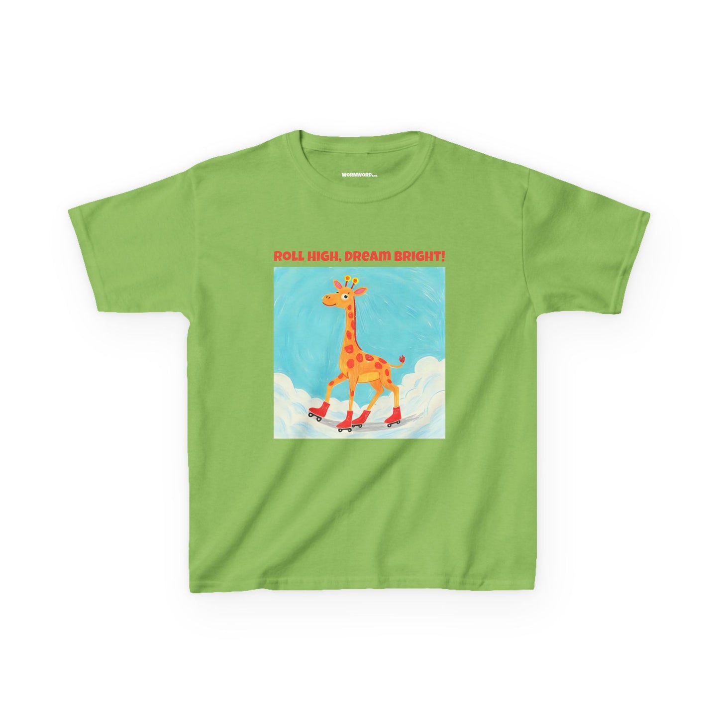 WORNWORD Kids Mid-Weight Tee - Giraffe "Roll High. Dream Bright!"