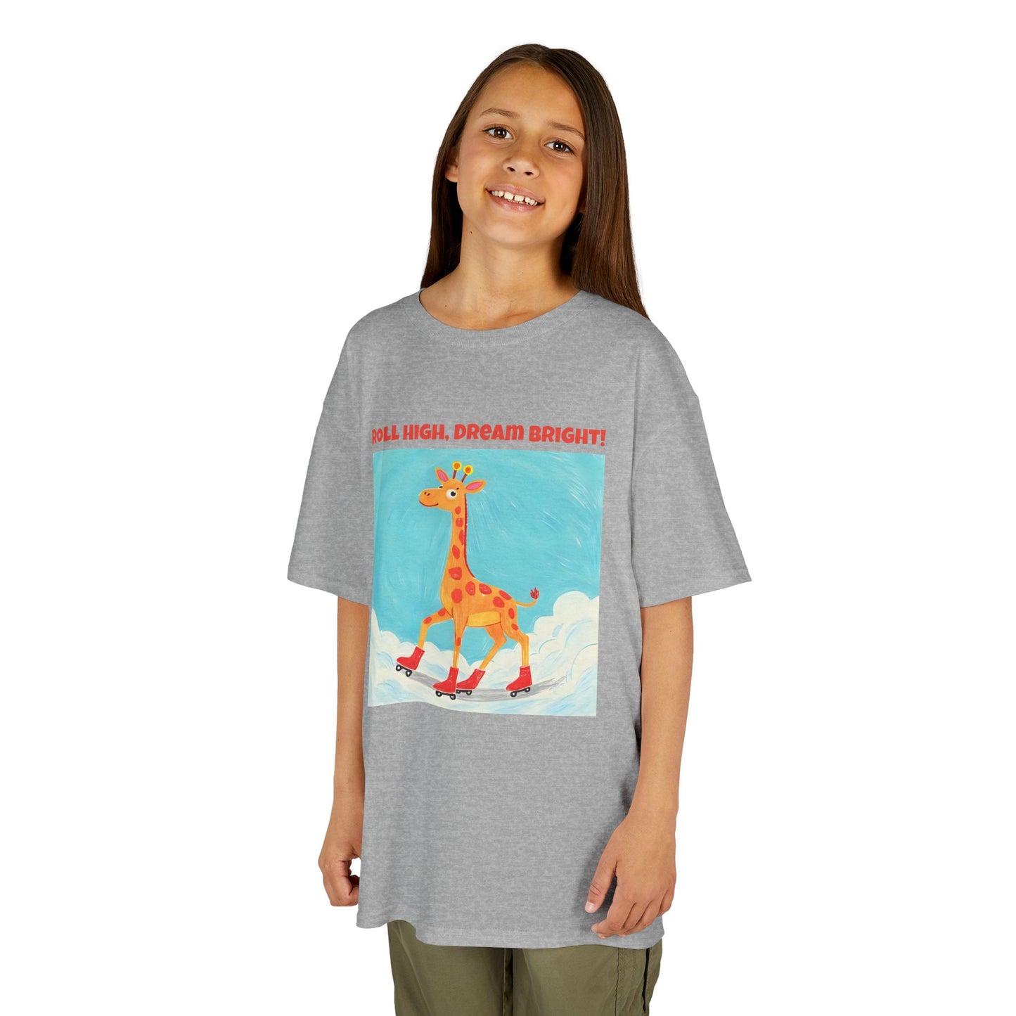 WORNWORD Kids Mid-Weight Tee - Giraffe "Roll High. Dream Bright!"