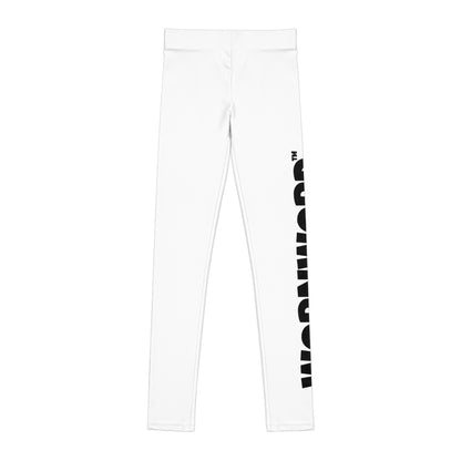 WORNWORD Kids™ ColorVibeZ™ Youth Leggings - White with Black Script