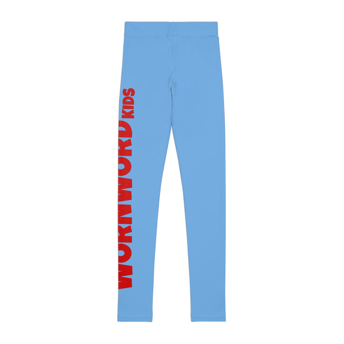 WORNWORD Kids™ ColorVibeZ™ Youth Leggings - Blue with Red Script
