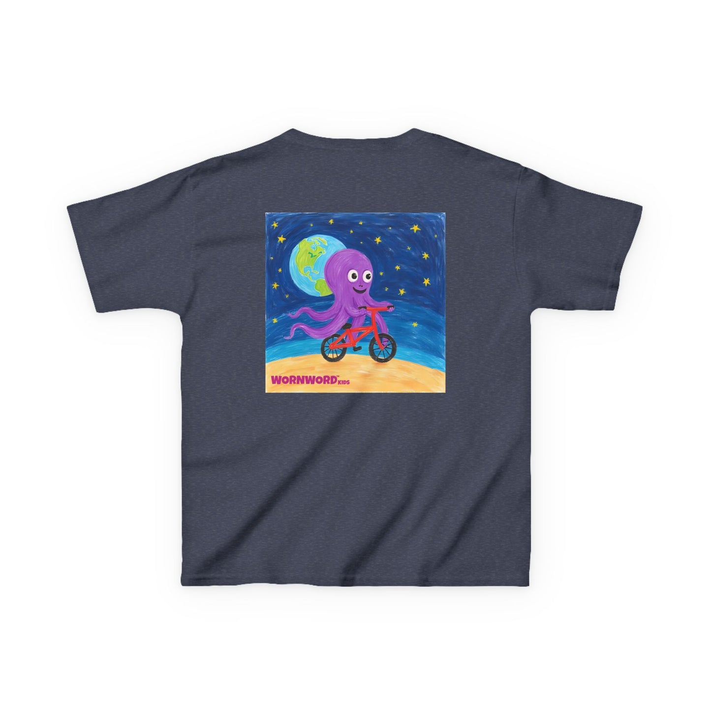 WORNWORD Kids Mid-Weight Tee - Octopus "Ride the Moon. Rule the Waves!"