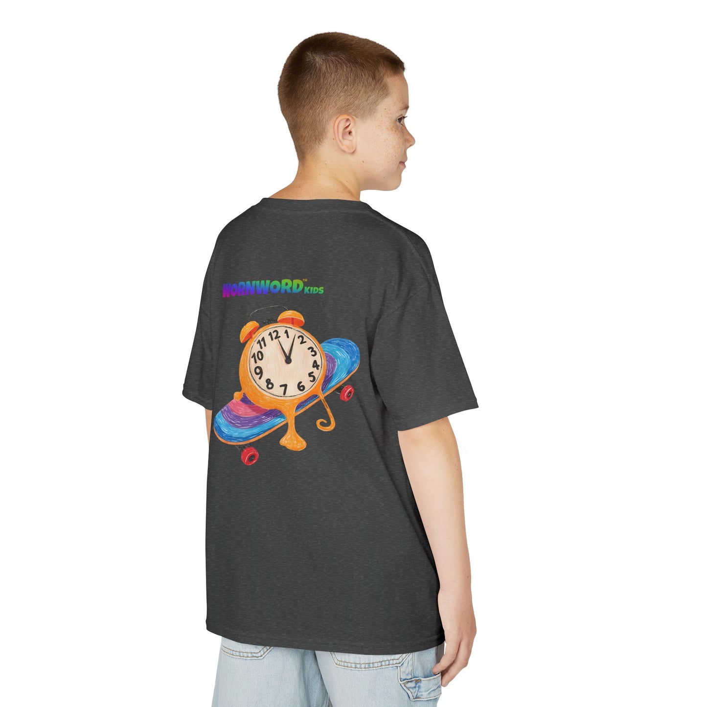 WORNWORD Kids Mid-Weight Tee - Melting Clock “Skate Through Time!”