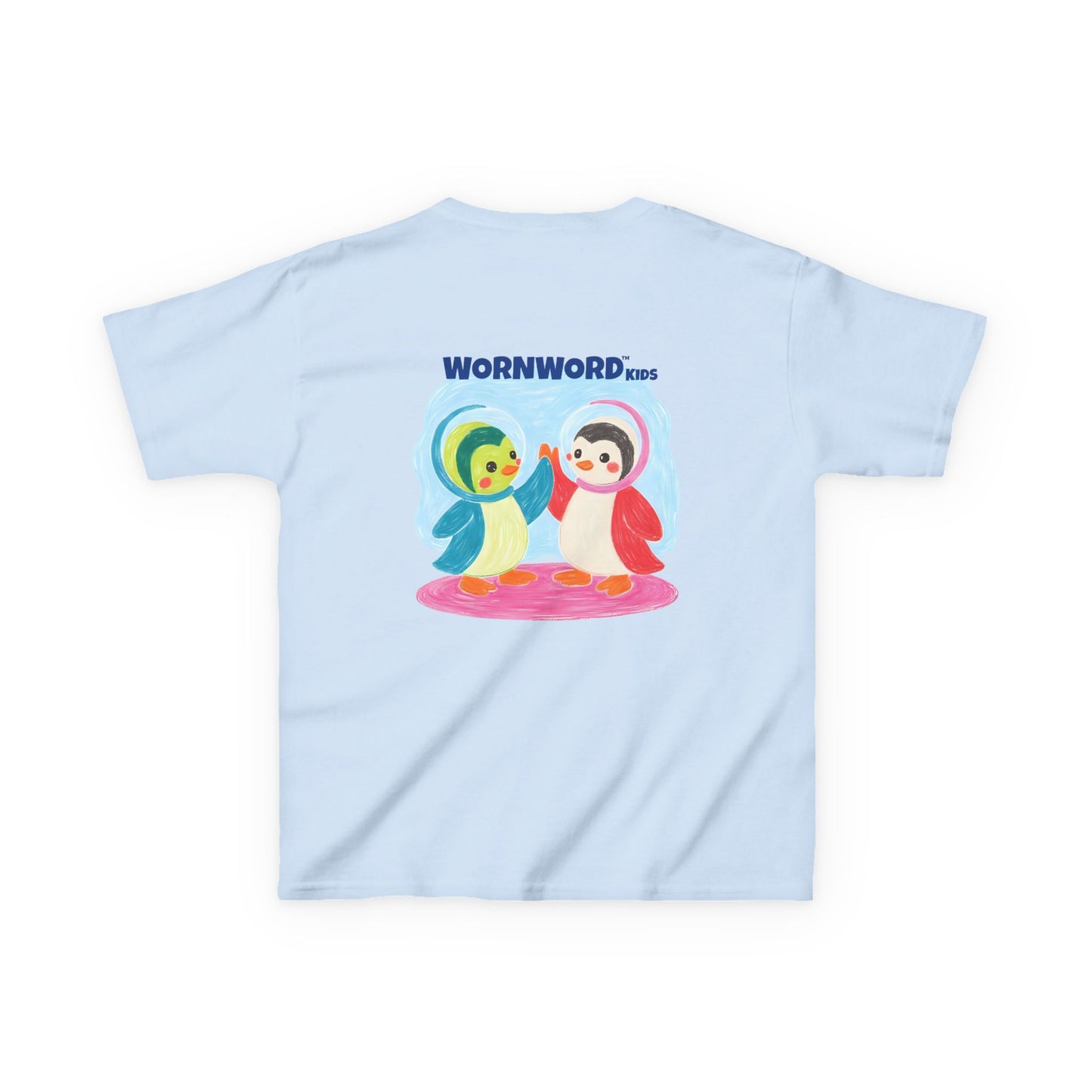 WORNWORD Kids Mid-Weight Tee - Penguin "Space Buddies Forever!"