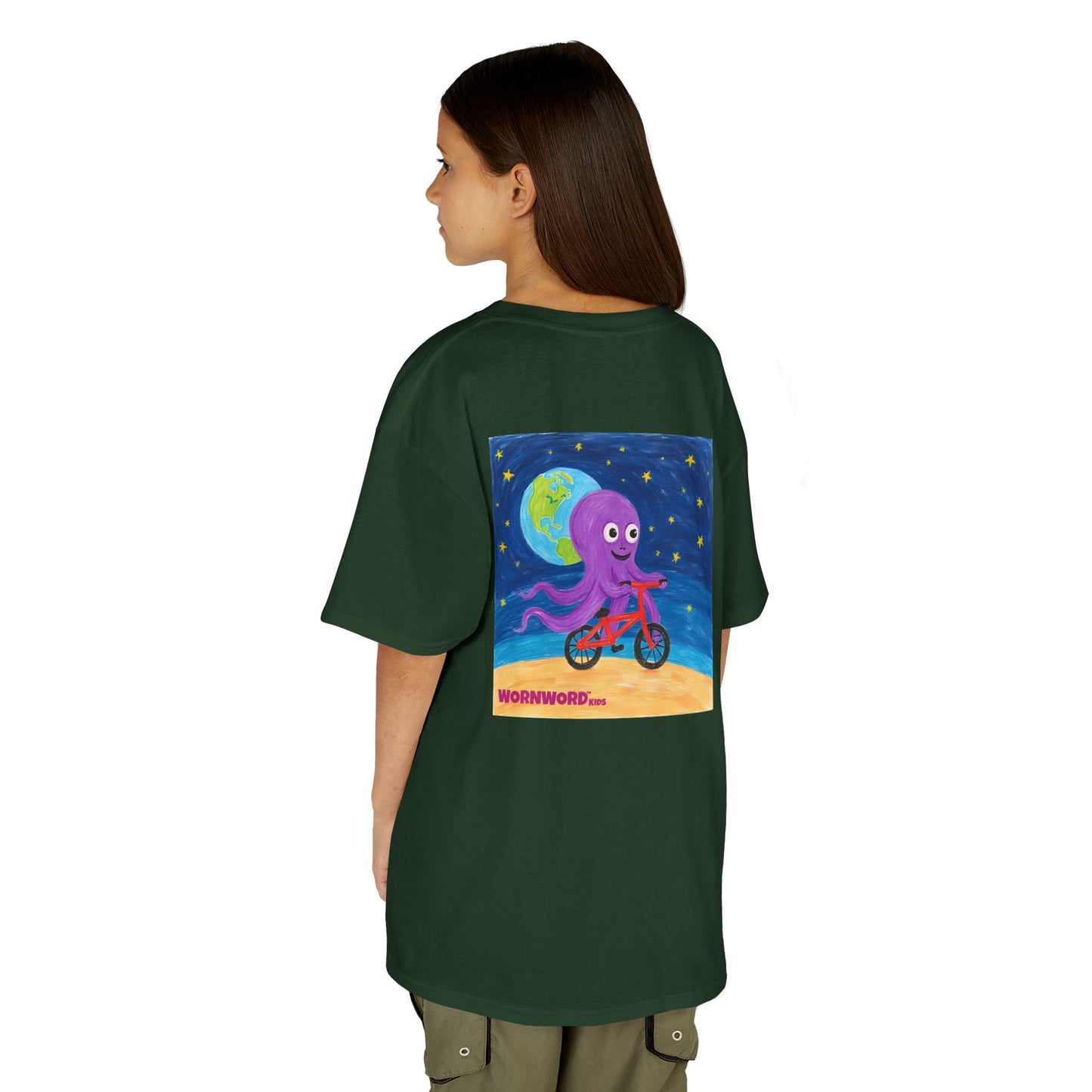 WORNWORD Kids Mid-Weight Tee - Octopus "Ride the Moon. Rule the Waves!"