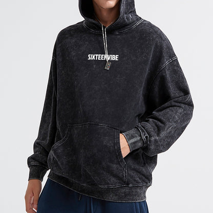 SIXTEENVIBE Men’s Washed Vintage Hoodie