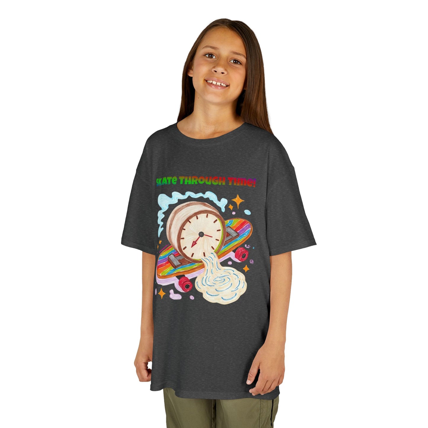 WORNWORD Kids Mid-Weight Tee - Melting Clock “Skate Through Time!”