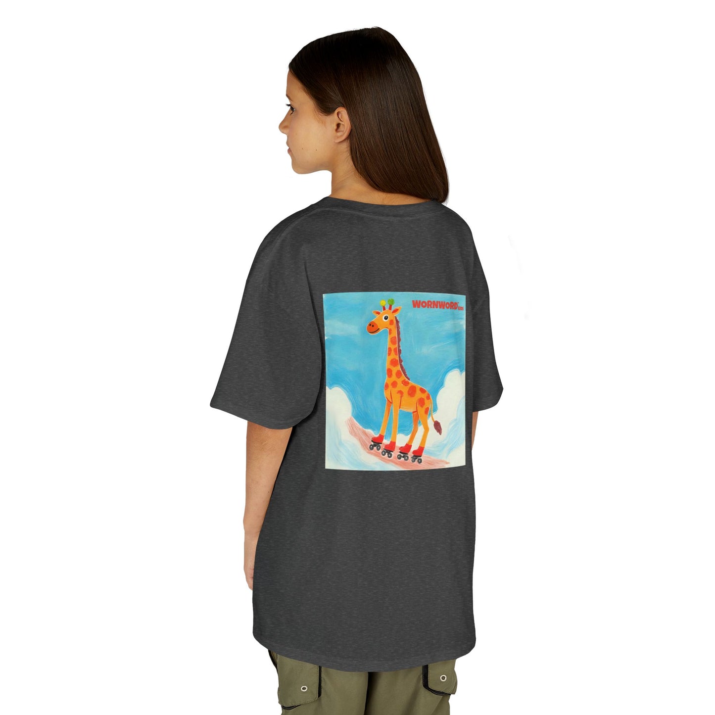 WORNWORD Kids Mid-Weight Tee - Giraffe "Roll High. Dream Bright!"