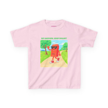 WORNWORD Kids Mid-Weight Tee - Walking Juice Box “Sip Happens. Keep Rollin’!