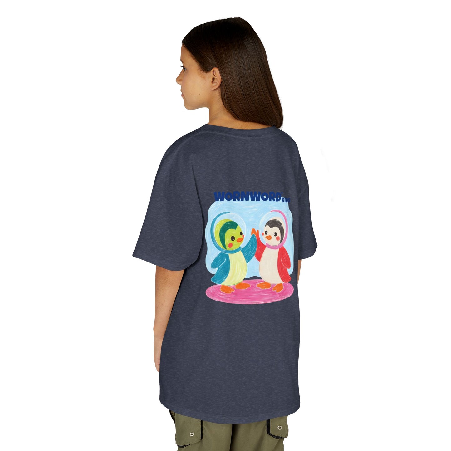 WORNWORD Kids Mid-Weight Tee - Penguin "Space Buddies Forever!"