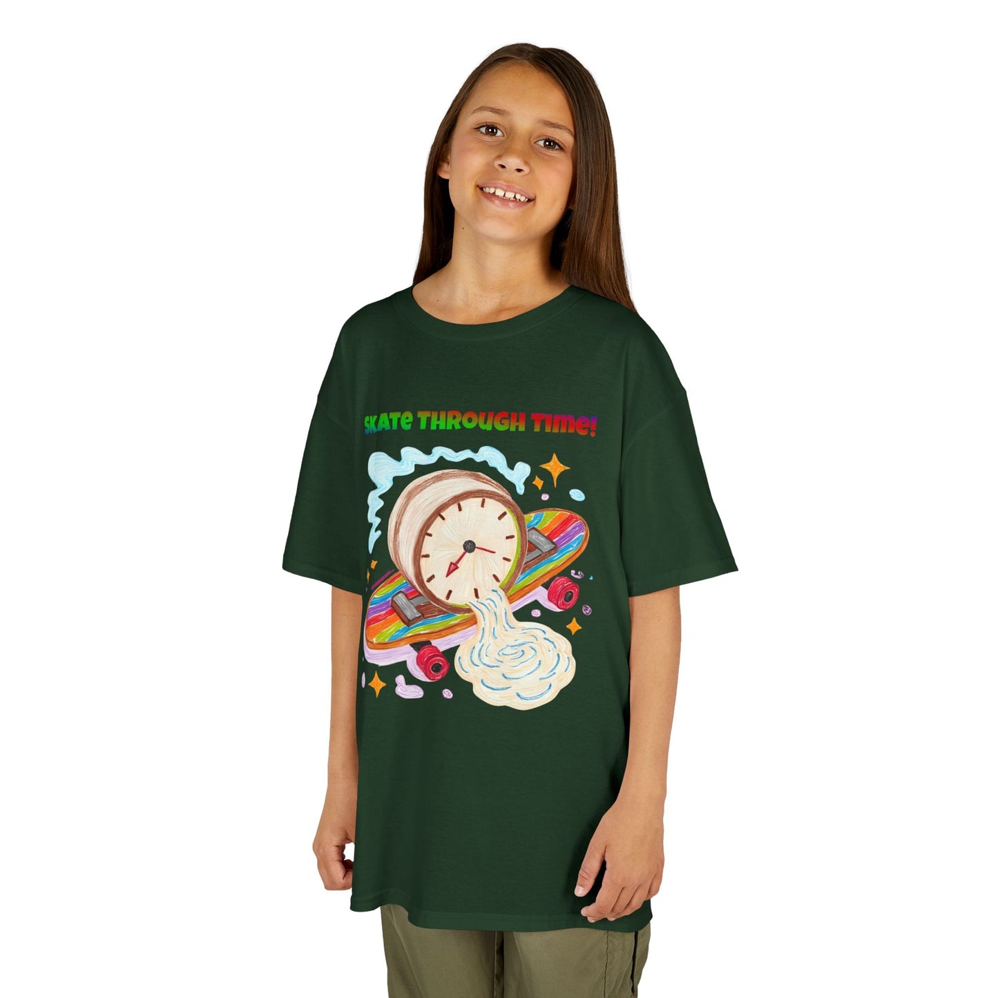 WORNWORD Kids Mid-Weight Tee - Melting Clock “Skate Through Time!”