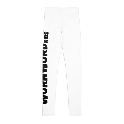 WORNWORD Kids™ ColorVibeZ™ Youth Leggings - White with Black Script
