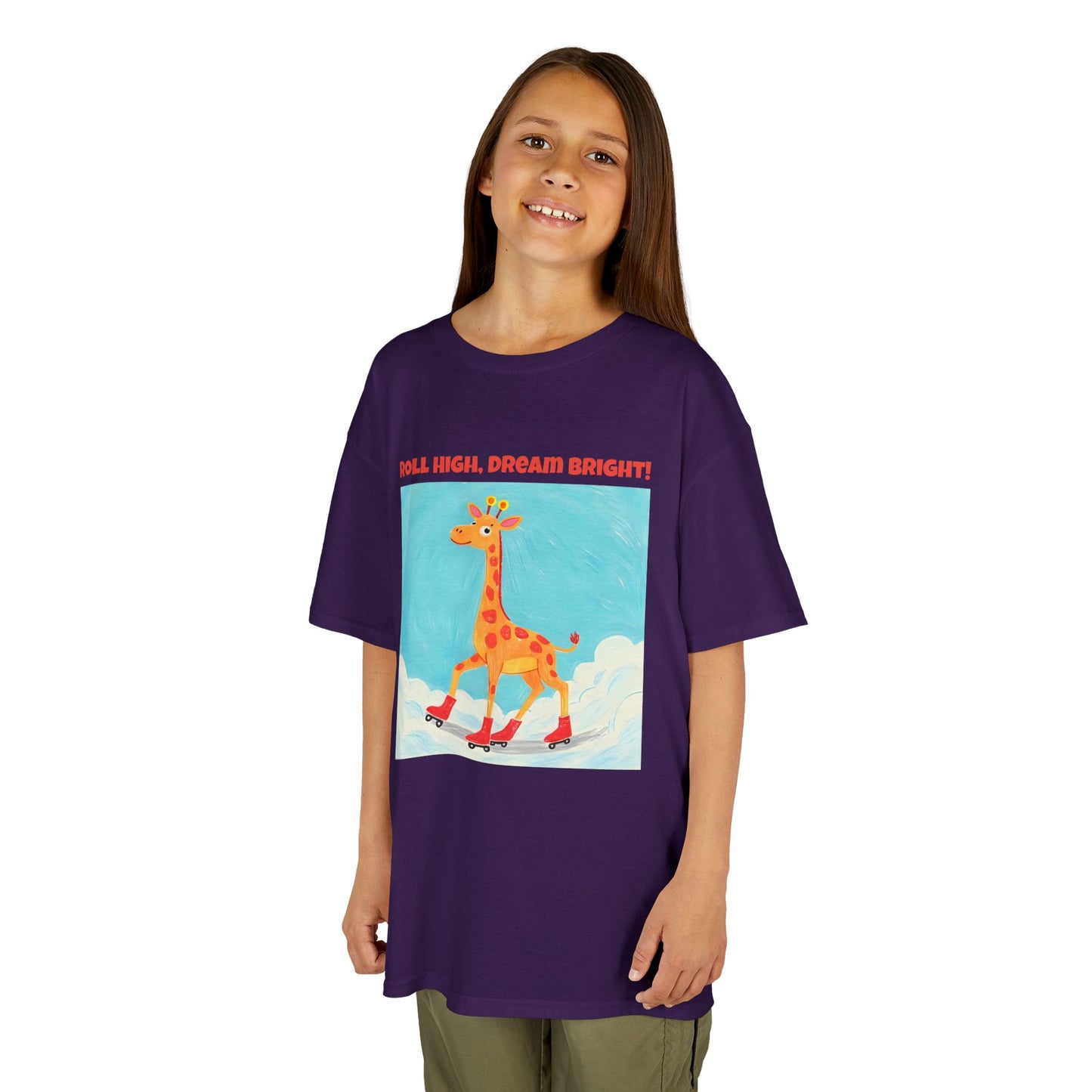 WORNWORD Kids Mid-Weight Tee - Giraffe "Roll High. Dream Bright!"