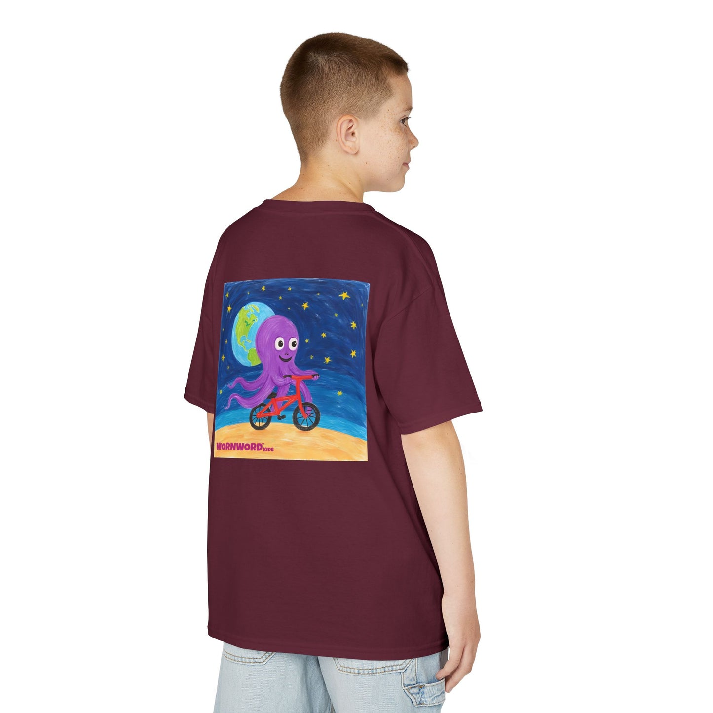 WORNWORD Kids Mid-Weight Tee - Octopus "Ride the Moon. Rule the Waves!"