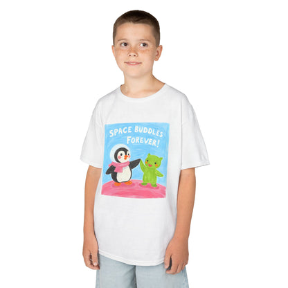 WORNWORD Kids Mid-Weight Tee - Penguin "Space Buddies Forever!"