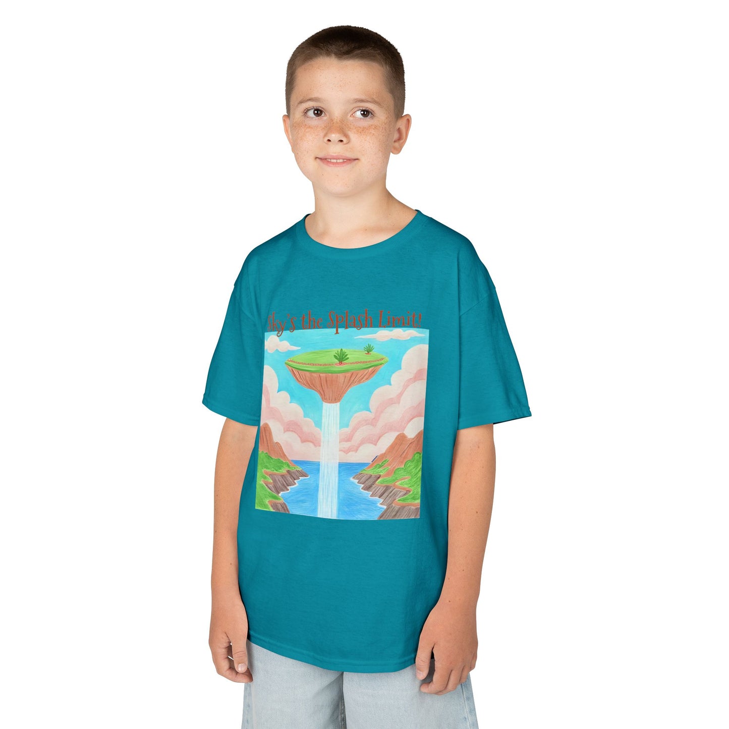 WORNWORD Kids Mid-Weight Tee - Waterfall Islands “Sky’s the Splash Limit!”