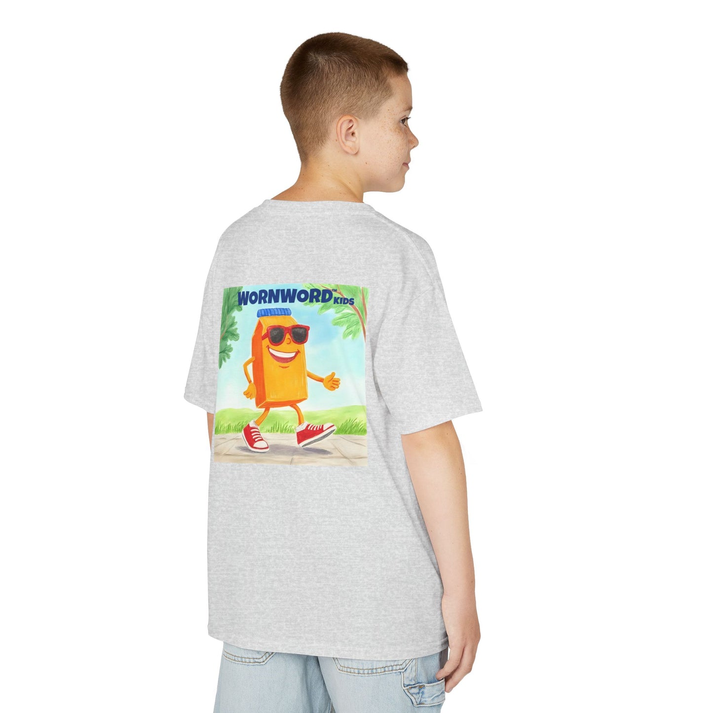 WORNWORD Kids Mid-Weight Tee - Walking Juice Box “Sip Happens. Keep Rollin’!