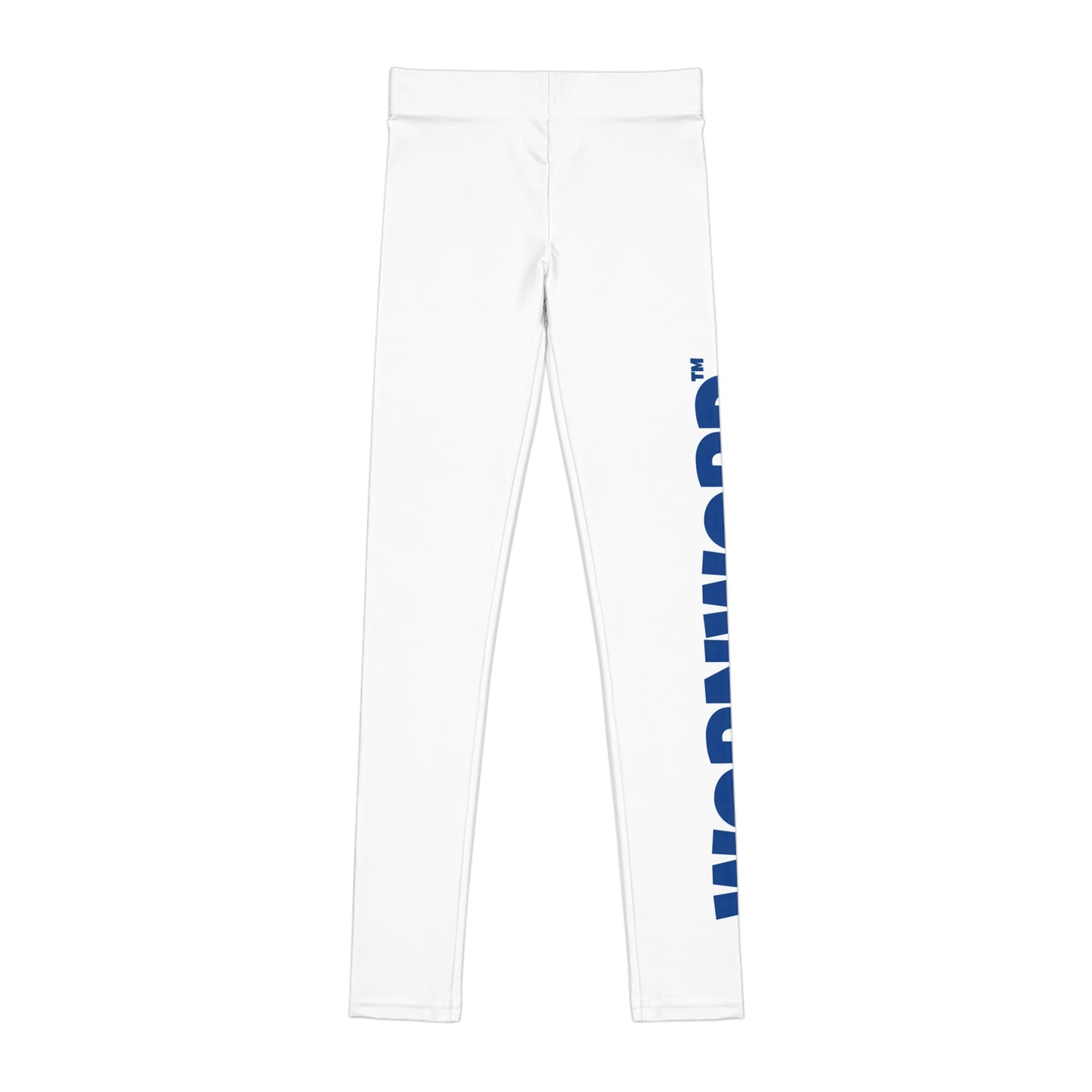 WORNWORD Kids™ ColorVibeZ™ Youth Leggings - White with Blue Script